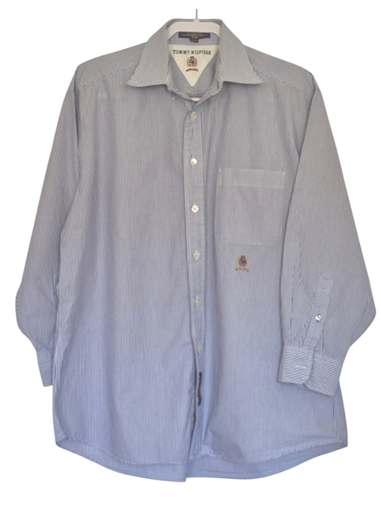 Tommy Hilfiger Other - Tommy Hilfiger Blue and White Pinstripe Long-Sleeve Dress Shirt 16/32